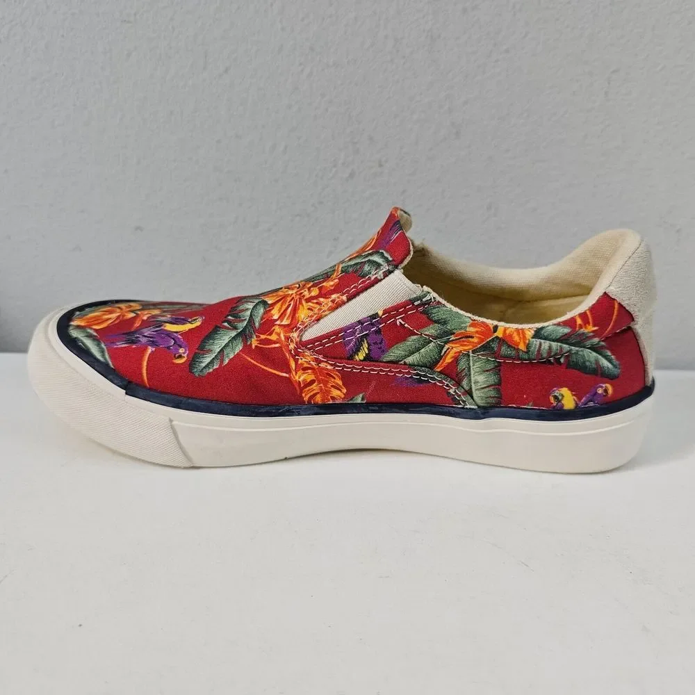 Seavees Womens Hawthorne Slip On Magnum Shoes Size 5 Red Hawaiian Bird‎ Poplin